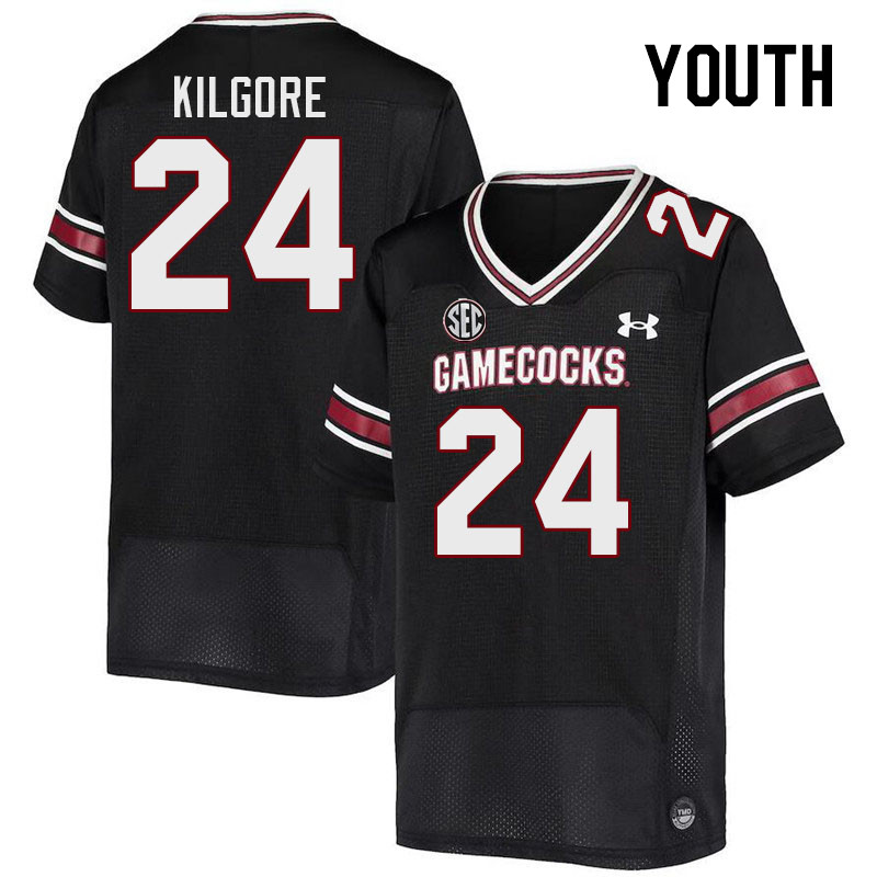 Youth #24 Jalon Kilgore South Carolina Gamecocks 2023 College Football Jerseys Stitched-Black